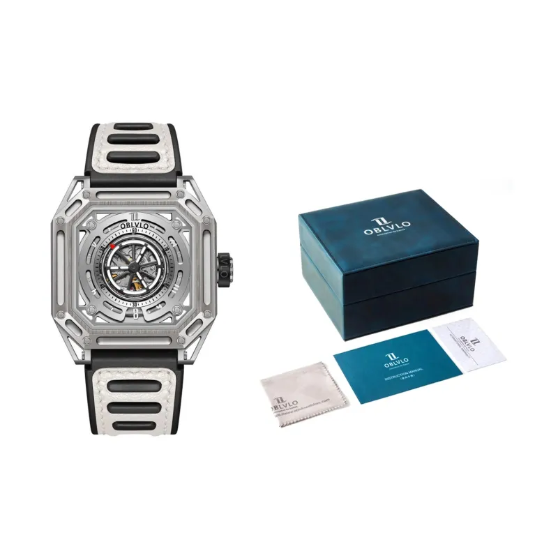OBLVLO Automatic Mechanical Movement Watch Men's Watches Cut Out Dial-6