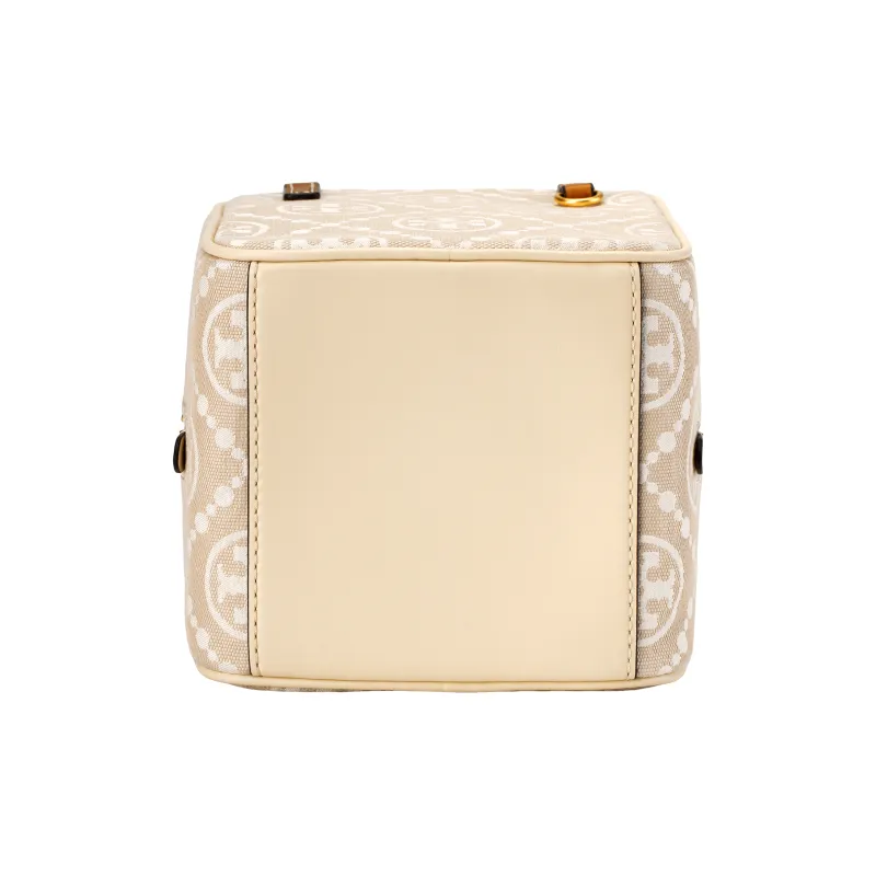 TORY BURCH T Monogram Jacquard With Leather Trim Shoulder Bag, Crossbody Bag, Handbag Women's Ivory White-3