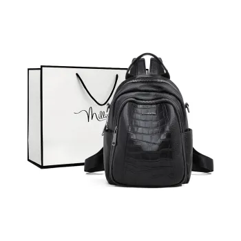 MILLIE'S Synthetic Leather With Cow Leather Backpack Regular Women's Black