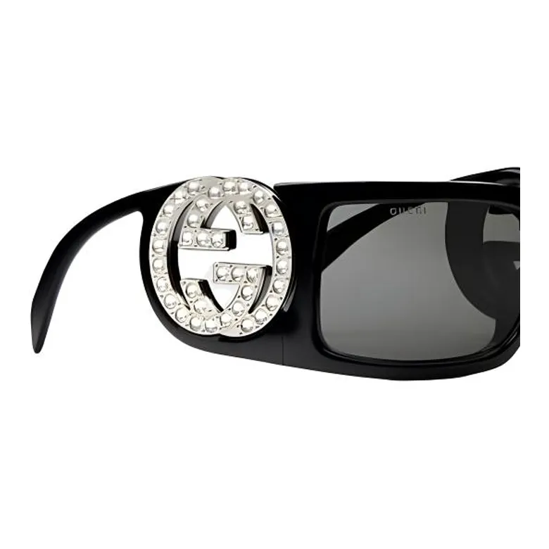 GUCCI Injection Molded Irregular Shape Sunglasses Women's Black-2