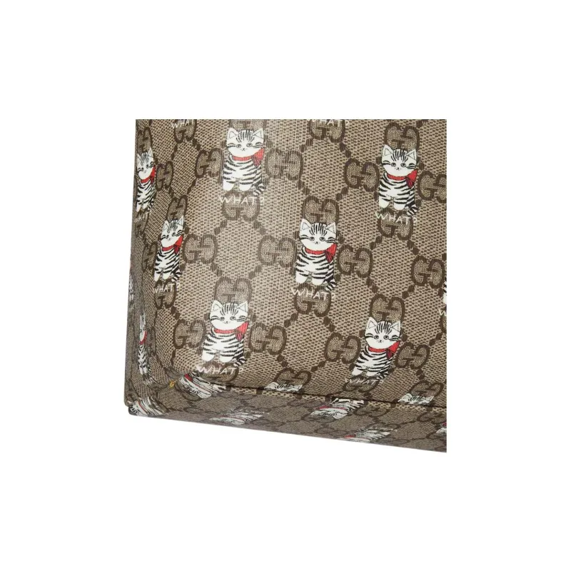 GUCCI GG Supreme Canvas Backpack Women's Beige & Dark Brown-6