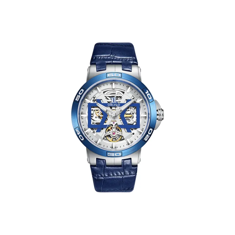 OBLVLO Automatic Mechanical Movement Watch Men's Watches Red Watch Dial-12