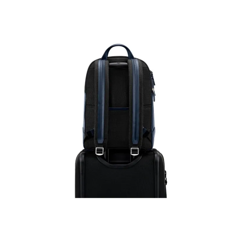 TUMI Leather Backpack Unisex Black & Blue-5