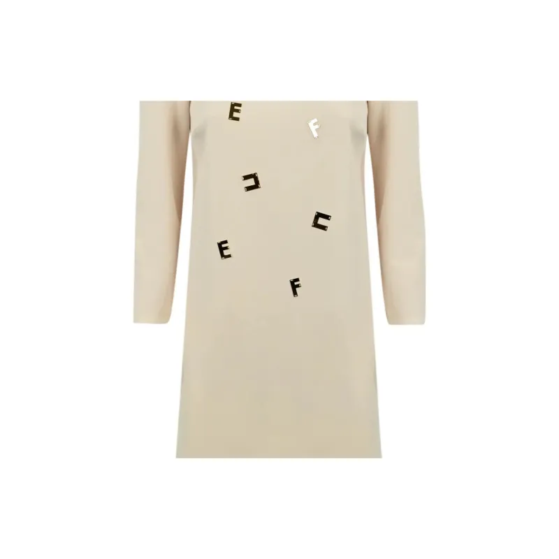 Elisabetta Franchi Logo Embellished Crepe Crewneck Mini Dress-6
