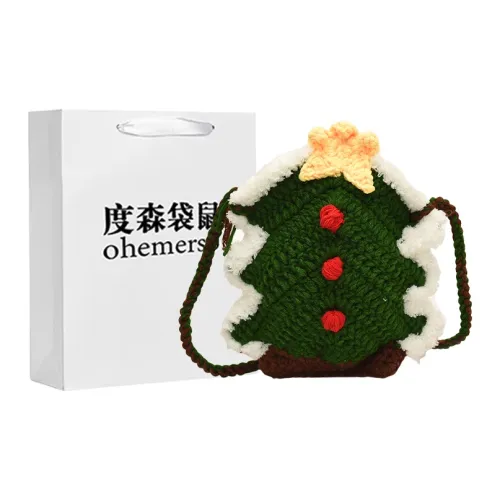 Dusen Kangaroo Knitted Fabric Shoulder Bag, Crossbody Bag Women's Red/Green