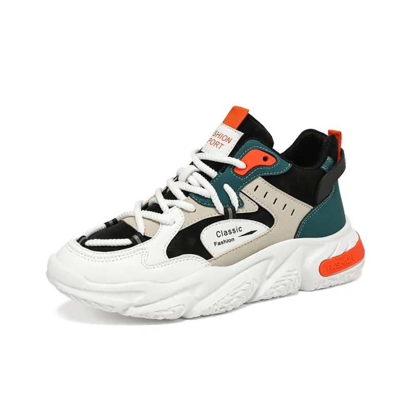 SOURCE Chunky Sneakers Unisex Low Top Beige/Orange/Black-1