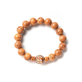 Abby's Wonderland Bodhi Seed Vintage Prayer Bead Beaded Bracelet For Good Luck And Reciting Unisex