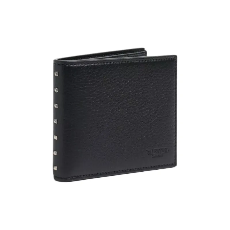 Valentino ROCKSTUD Grained Calfskin Wallet Unisex Black-1