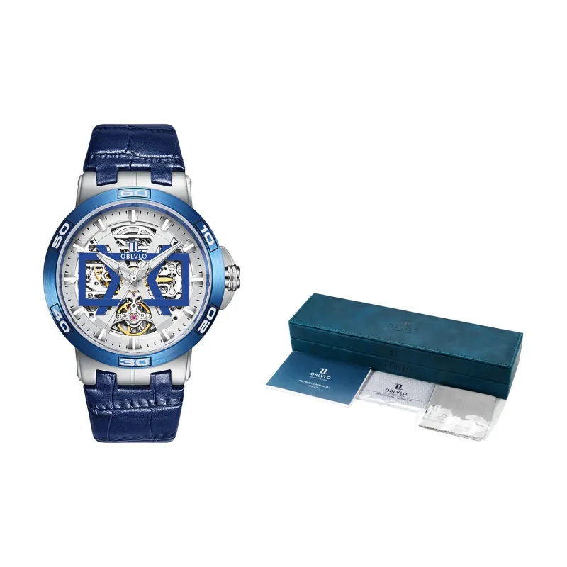OBLVLO Automatic Mechanical Movement Watch Men's Watches Red Watch Dial-13