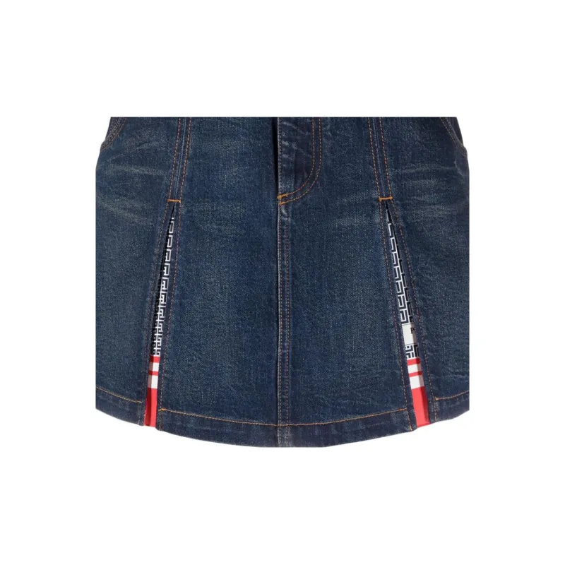 BALMAIN Pleated Denim Skirt-5