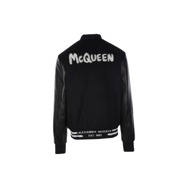 Alexander McQueen Logo Printed Buttoned Bomber Jacket-1