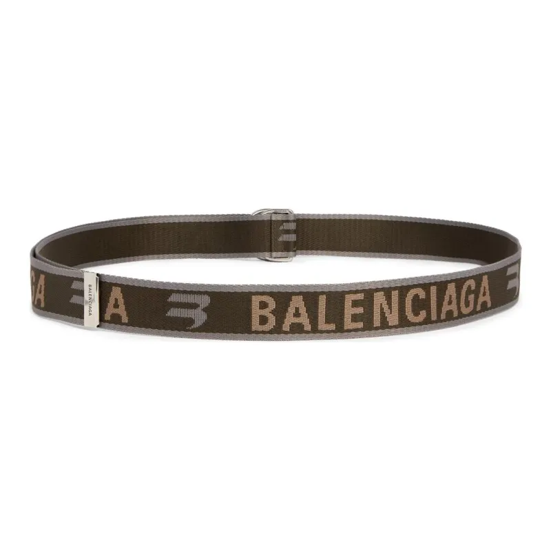 Balenciaga Polyester Leather Belts Men's Dark Green Width 3.5CM-2