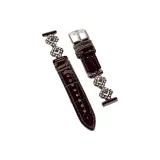Black White Diamond Pattern-Black Bamboo Pattern Leather Strap