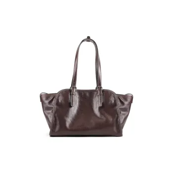 YOCAMU Vegetable Tanned Cow Leather Shoulder Bag Regular Women's Coffee/Black