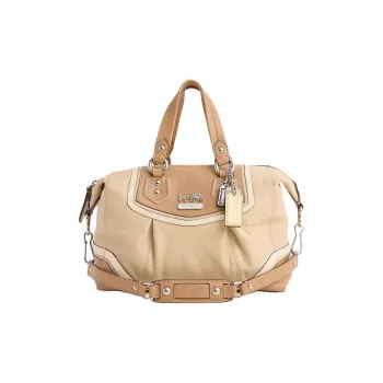 COACH AUDREY Leather One Shoulder Handbags Large Size Women's Camel With Mixed Oak And Fruit Colors