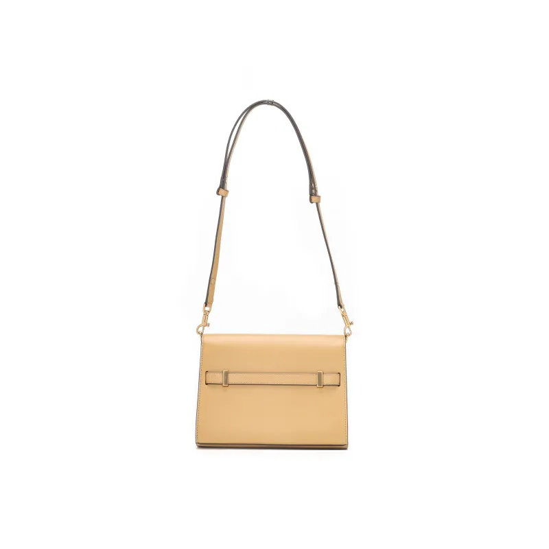 TORY BURCH Lee Radziwill Cow Leather Envelope Bag, Crossbody Bag, Shoulder Bag Women's Walnut White-2
