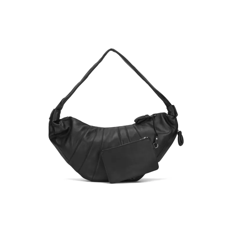Lemaire Croissant Series Sheepskin Croissant Bag Goat Horn Bag Slogan Bag Handbag Shoulder Bag Large Size Unisex Black-4