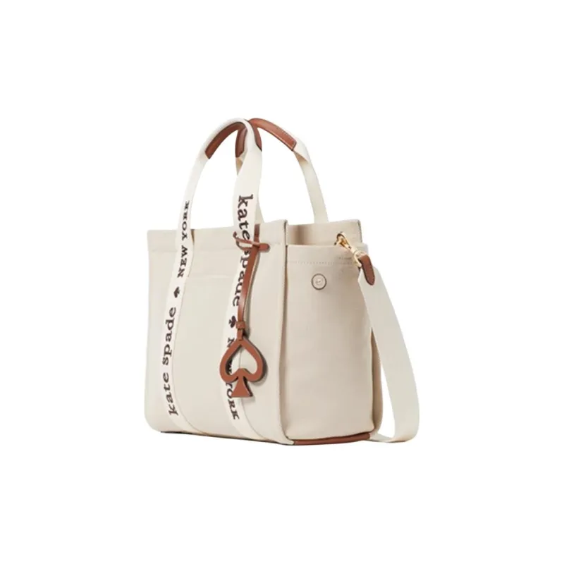 Kate Spade Fabric Tote Bag, Shopping Bag, Shoulder Bag, Handbag Trumpets Women's Natural-1