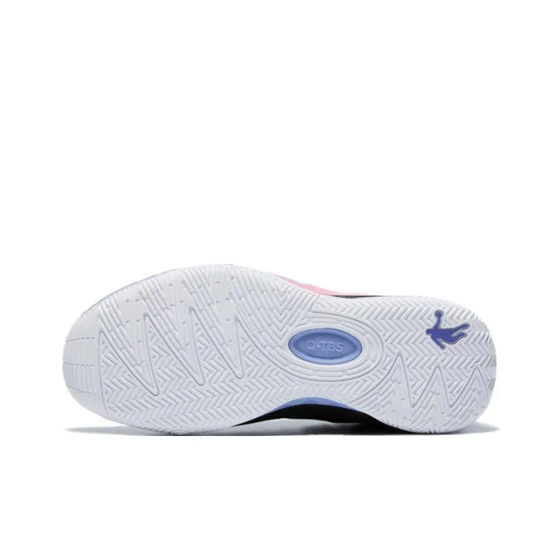 QIAODAN Poisonous Fangs Lite Slip-Resistant Low-Top Basketball Shoes Men's Black Shimmer Pink-4