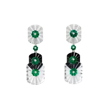 CARTIER Crystal Earrings Unisex Green