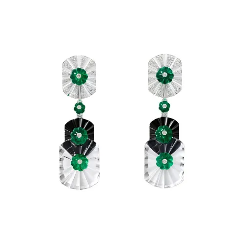 CARTIER Crystal Earrings Unisex Green