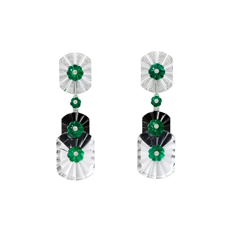 CARTIER Crystal Earrings Unisex Green-0