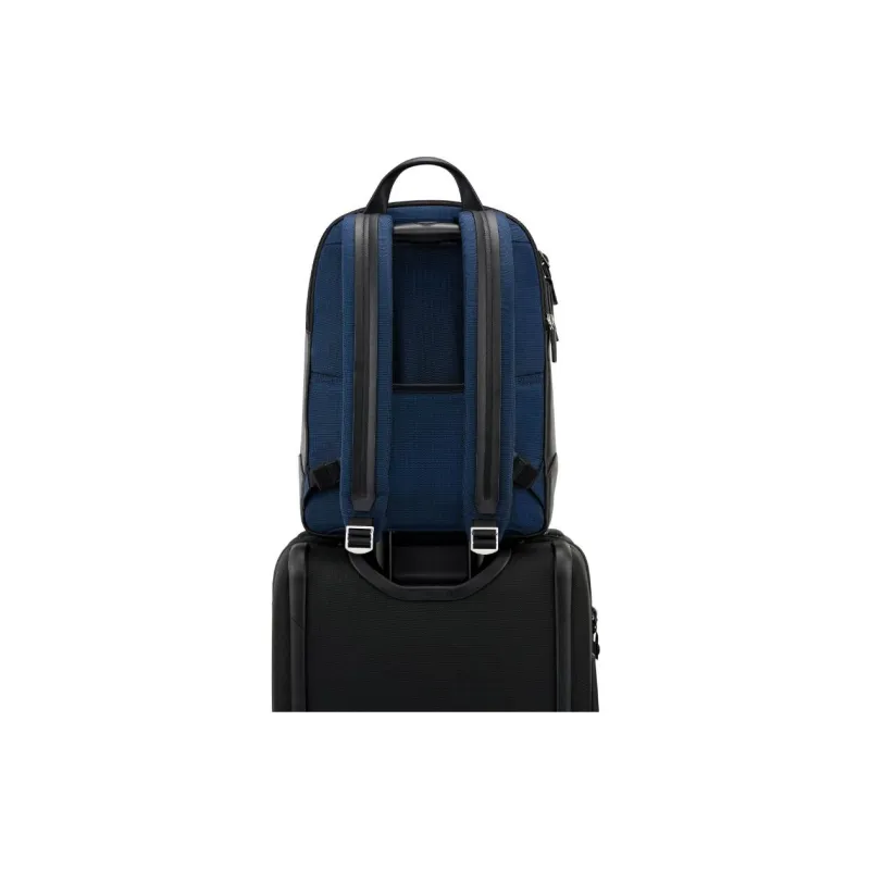 TUMI Leather Backpack Unisex Marine Blue & Black-5