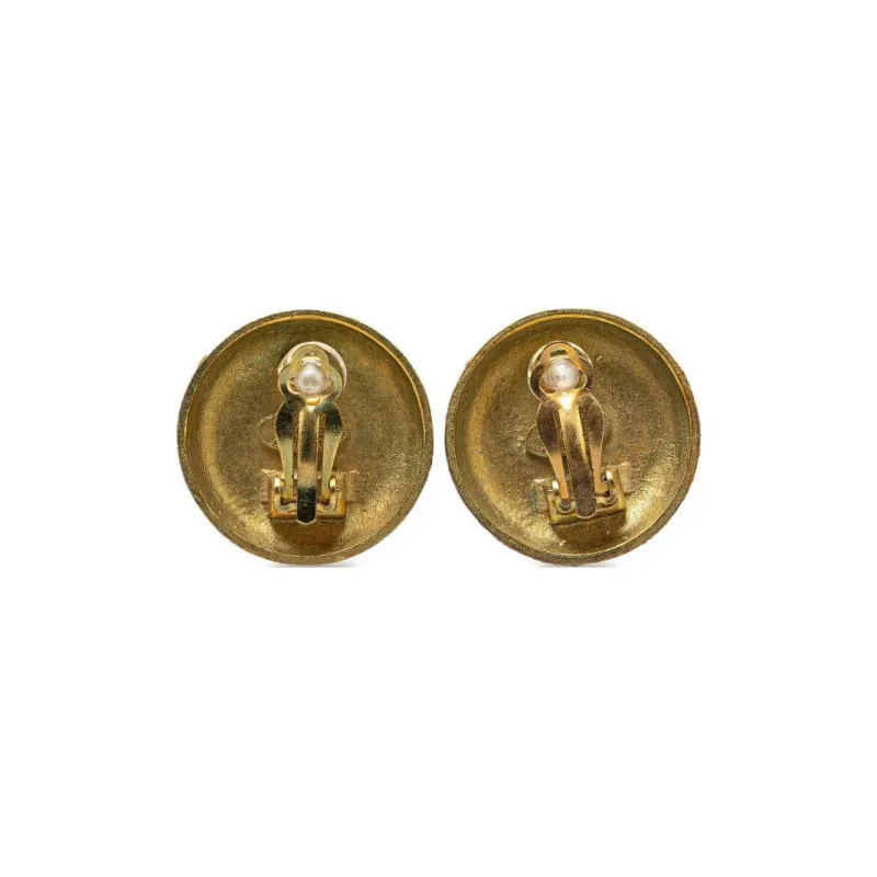 CHANEL 1995 Plated Cc Clip On Earrings Costume Earrings-1