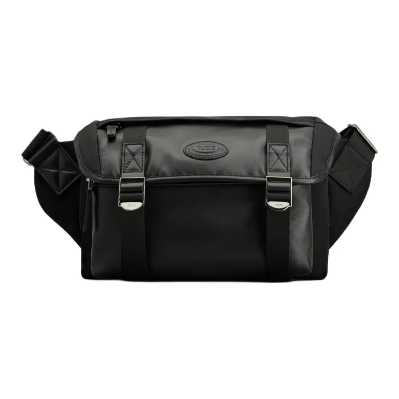 TOD'S Nylon Messenger Bag, Crossbody Bag, Shoulder Bag Trumpets Men's Black-0