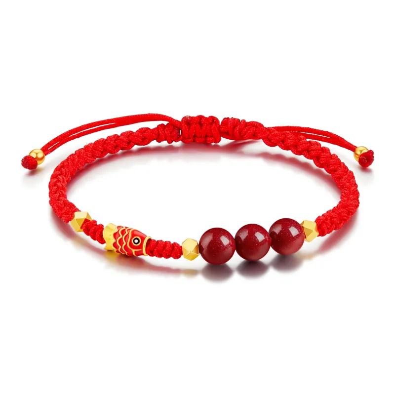 Central Fashion Reconstructed Cinnabar Bracelets Unisex-0