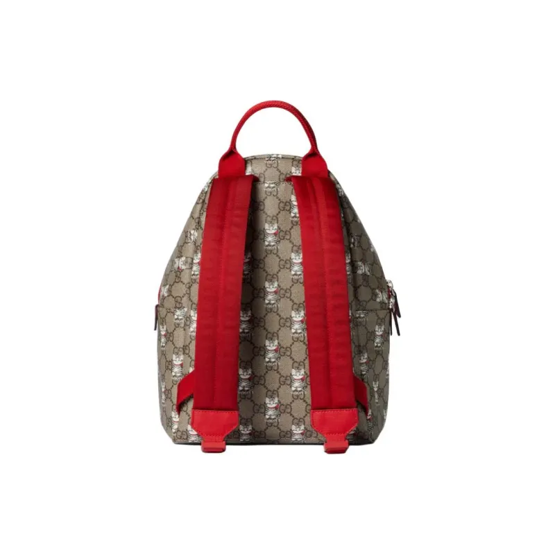 GUCCI GG Supreme Canvas Backpack Women's Beige & Dark Brown-3
