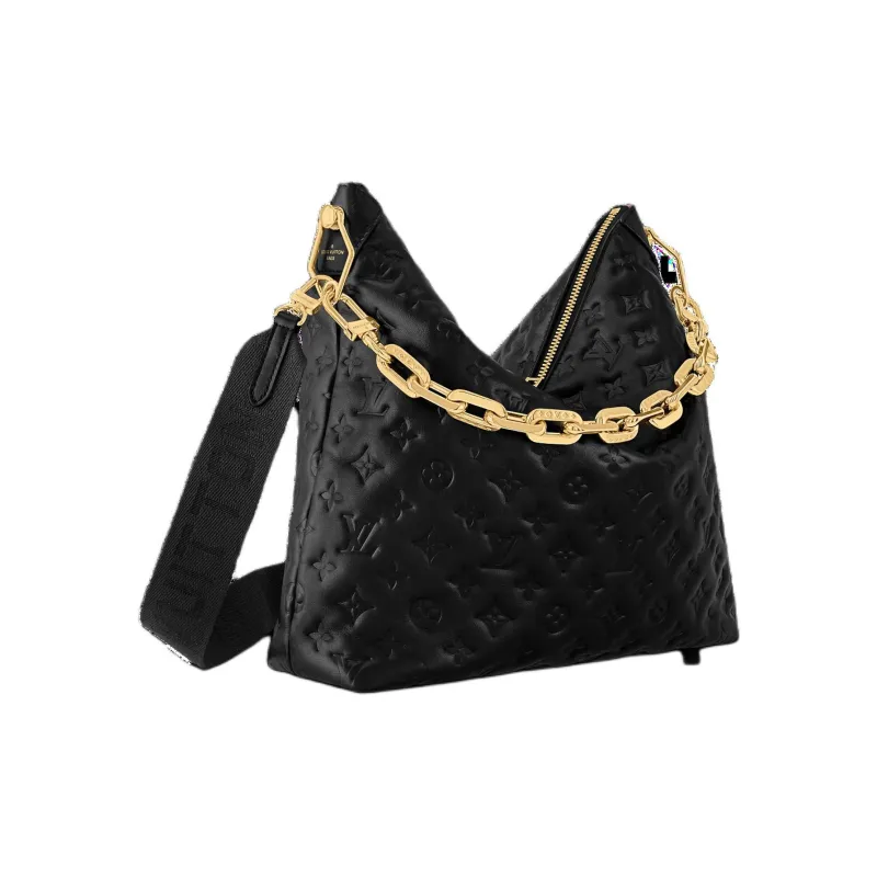 LOUIS VUITTON Coussin Calfskin Hobo Bag, Portable Crossbody Bag, Shoulder Bag Medium Size Women's Black-1