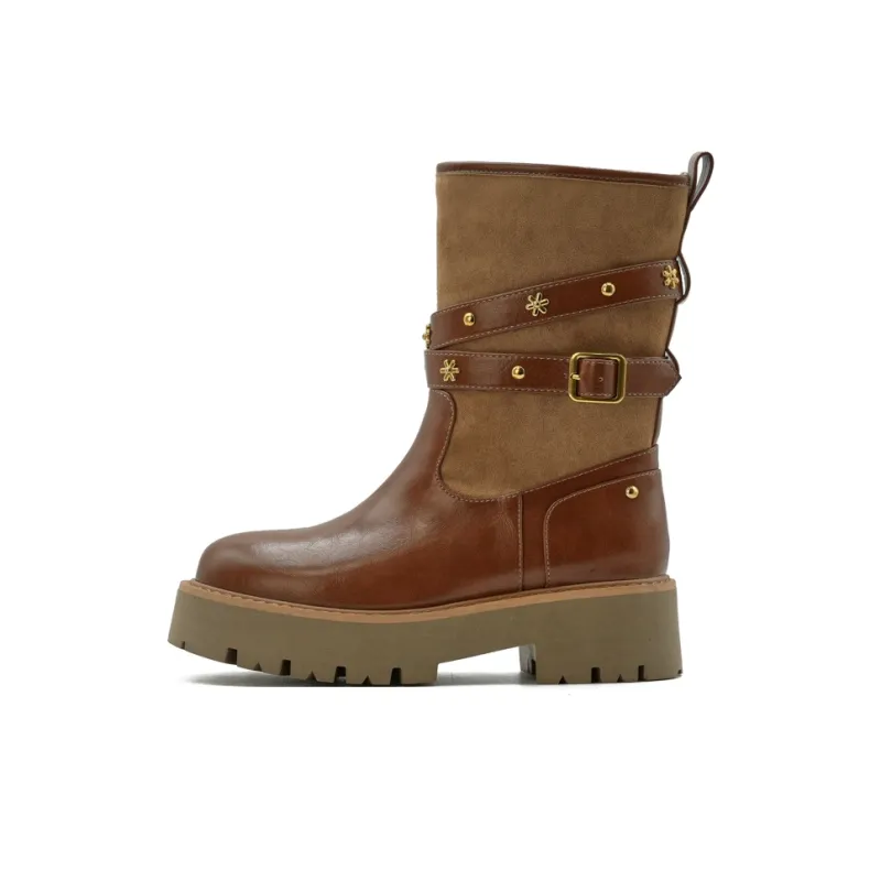 Little Sue Niche Design Suede Commute Western Denim Slimming Knight Boots Trendy Versatile Fashion Ankle Boots Women's-18