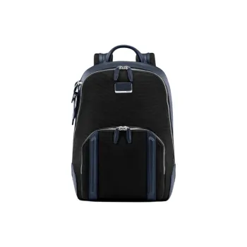 TUMI Leather Backpack Unisex Black & Blue