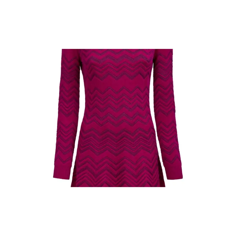 MISSONI Long Sleeved Dresses Women's Burgundy Purple-4