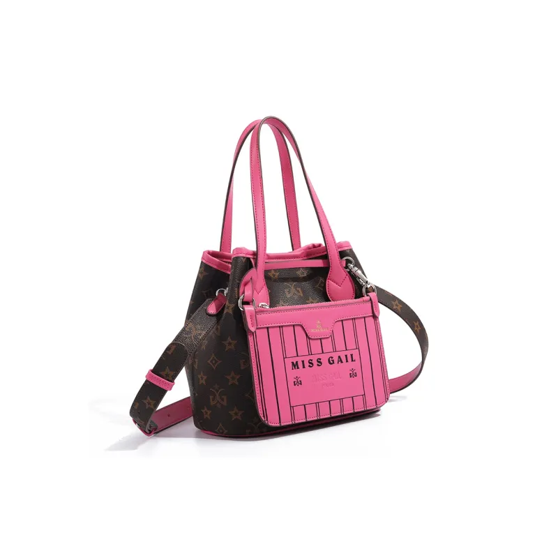 MISS GAIL Artificial Leather Handbag, Shoulder Bag, Crossbody Bag Medium Size Women's Rose Red-1