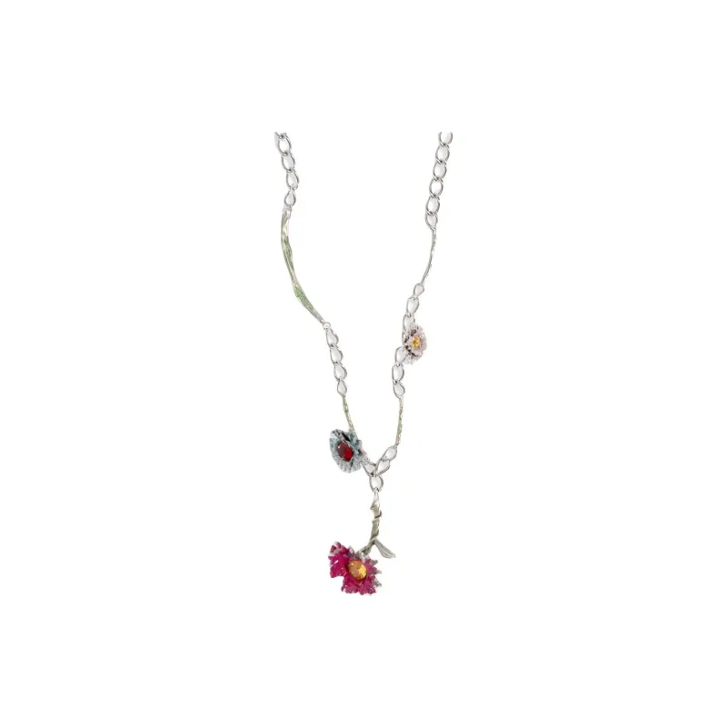 MARNI Flower Embellished Chained Necklace-0
