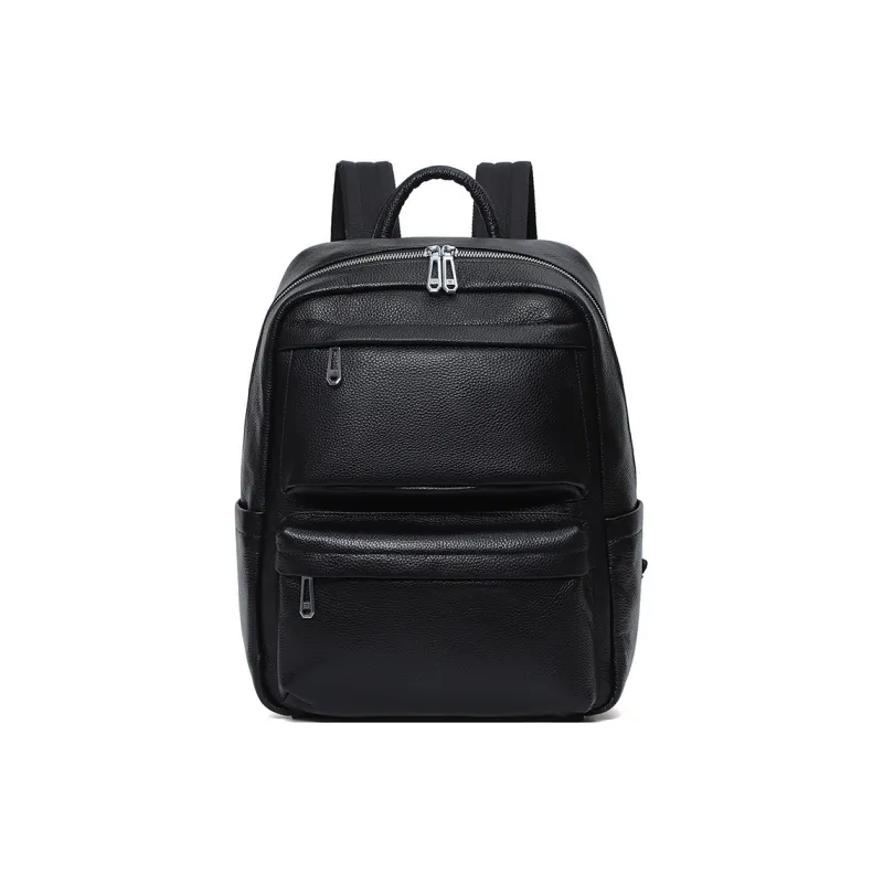 LARTIGENT Cow Leather Backpack Large Size Men's Black-1