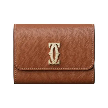 CARTIER C De Cartier Collection Cow Leather Wallet Mini Women's Caramel