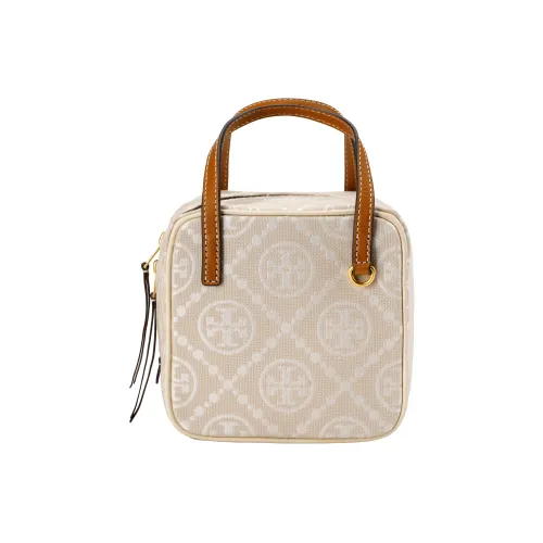 TORY BURCH T Monogram Jacquard With Leather Trim Shoulder Bag, Crossbody Bag, Handbag Women's Ivory White