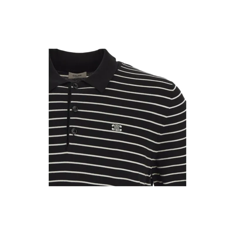CELINE Triomphe Striped Fine Polo-8