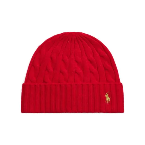 Polo Ralph Lauren Knitted Fabric Wool Cashmere Beanies Unisex Red