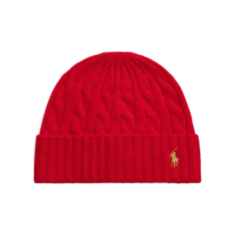 Polo Ralph Lauren Knitted Fabric, Wool, Cashmere Beanies Unisex Red-0