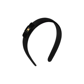 CELINE Le Soir Ribbon Headband In Polyester Calfskin And Brass With Gold Finish