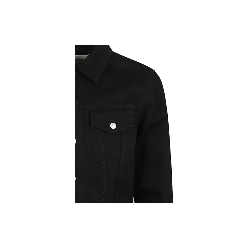 Alexander McQueen Logo Patch Buttoned Denim Jacket-4