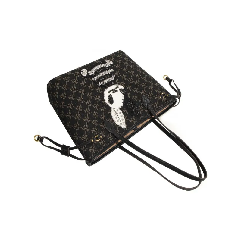 PAYOT Fabric With Synthetic Leather Tote Bag Shoulder Bag Women's Black-4