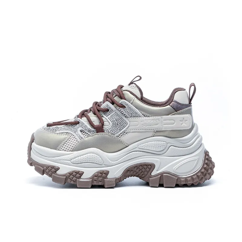BENZI Anti Slip Wear Resistant Breathable Moisture Wicking Lightweight Low Top Chunky Sneakers Women's-7