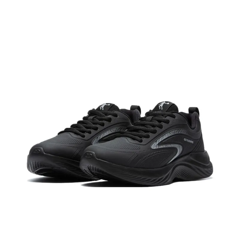 QIAODAN Anti Slip Wear Resistant Low Top Running Shoes Men's Black-1