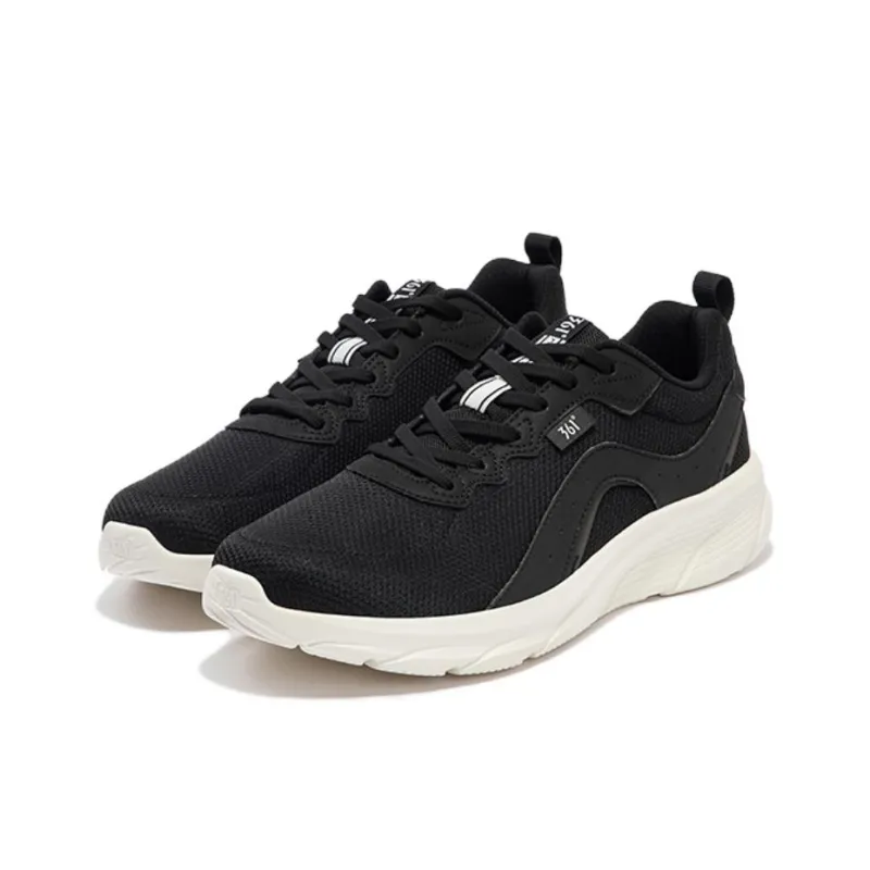 361° Anti Slip Wear Resistant Low Top Running Shoes Men's Black White-2