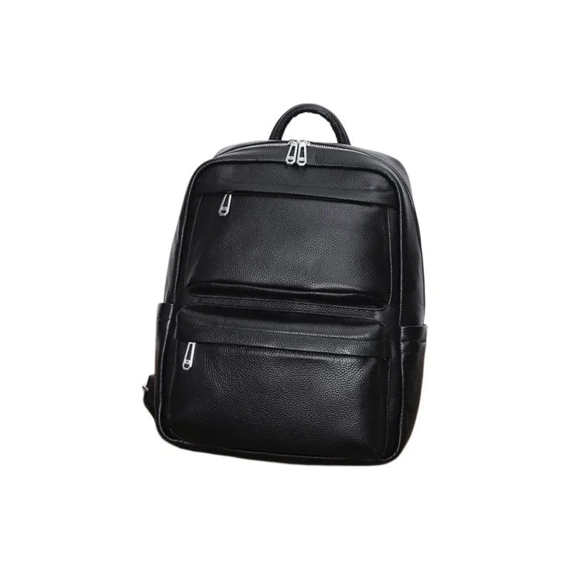 LARTIGENT Cow Leather Backpack Large Size Men's Black-2